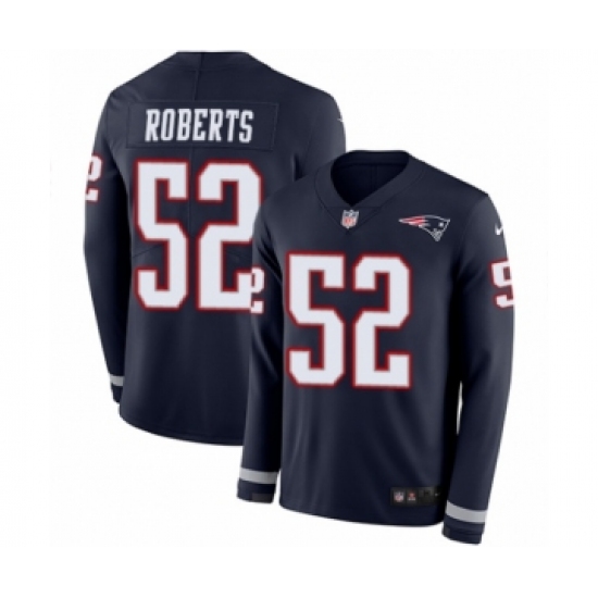 Men's Nike New England Patriots 52 Elandon Roberts Limited Navy Blue Therma Long Sleeve NFL Jersey