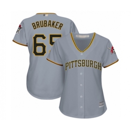 Women's Pittsburgh Pirates 65 J.T. Brubaker Authentic Grey Road Cool Base Baseball Player Jersey