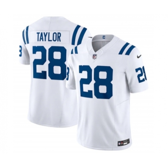 Men's Indianapolis Colts 28 Jonathan Taylor White 2023 F.U.S.E Vapor Untouchable Stitched Football Jersey