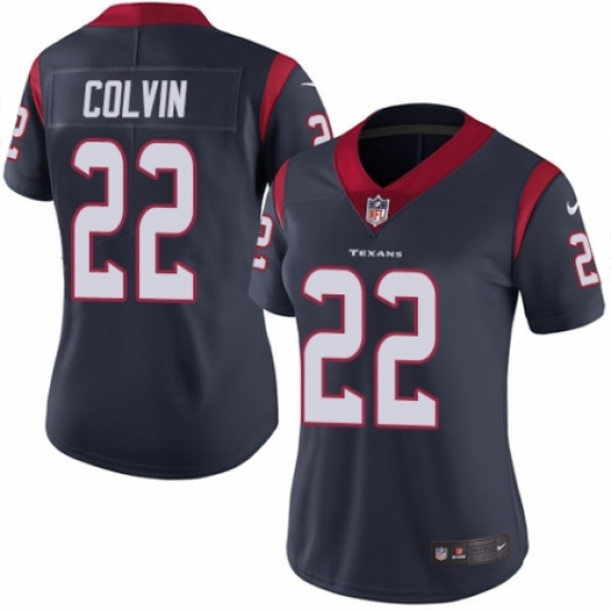 Women's Nike Houston Texans 22 Aaron Colvin Navy Blue Team Color Vapor Untouchable Elite Player NFL Jersey