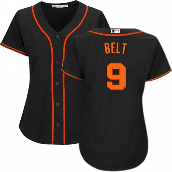 Women's Majestic San Francisco Giants 9 Brandon Belt Replica Black Alternate Cool Base MLB Jersey