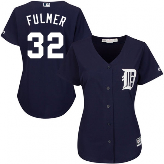 Women's Majestic Detroit Tigers 32 Michael Fulmer Authentic Navy Blue Alternate Cool Base MLB Jersey