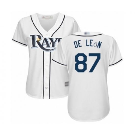 Women's Tampa Bay Rays 87 Jose De Leon Authentic White Home Cool Base Baseball Player Jersey