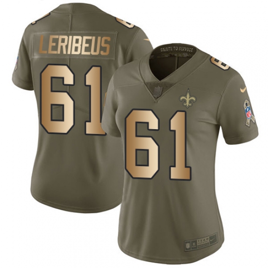 Women's Nike New Orleans Saints 61 Josh LeRibeus Limited Olive Gold 2017 Salute to Service NFL Jersey