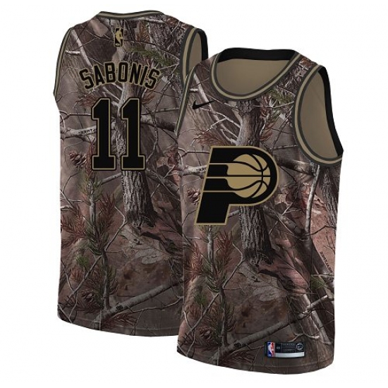 Men's Nike Indiana Pacers 11 Domantas Sabonis Swingman Camo Realtree Collection NBA Jersey