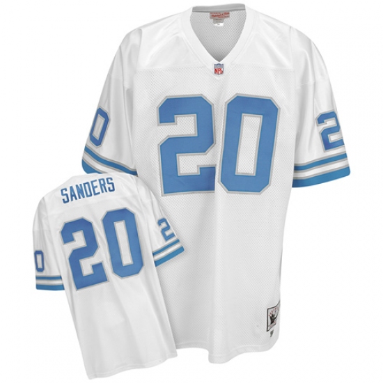 Mitchell And Ness Detroit Lions 20 Barry Sanders White Authentic Throwback NFL Jersey