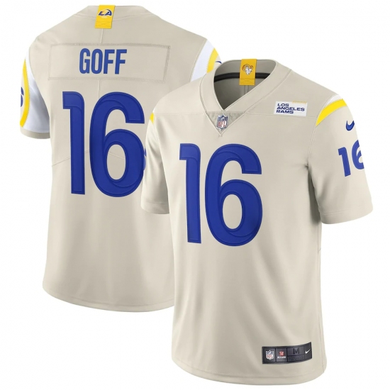 Men's Los Angeles Rams 16 Jared Goff White Nike Bone Vapor Limited Jersey.webp