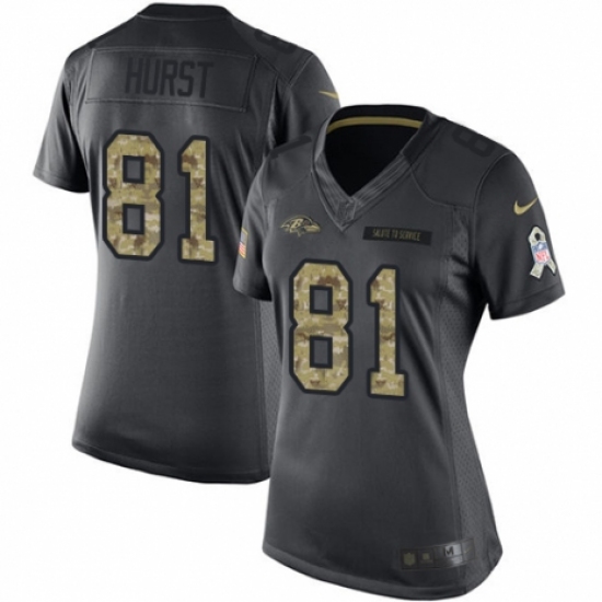 Women's Nike Baltimore Ravens 81 Hayden Hurst Limited Black 2016 Salute to Service NFL Jersey