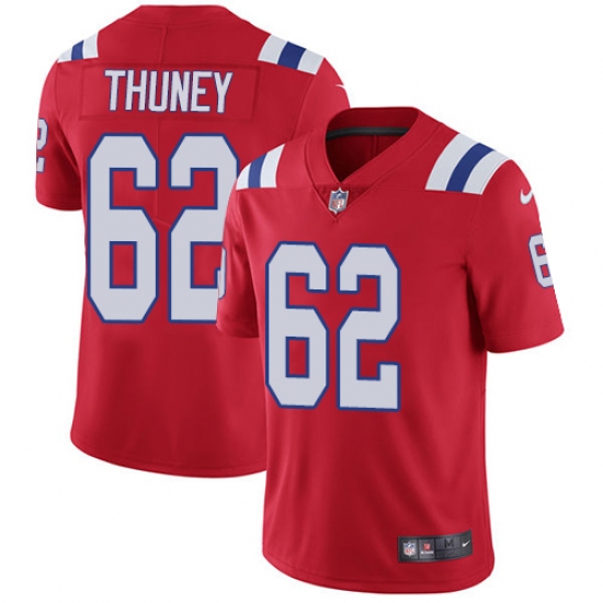 Men's Nike New England Patriots 62 Joe Thuney Red Alternate Vapor Untouchable Limited Player NFL Jersey