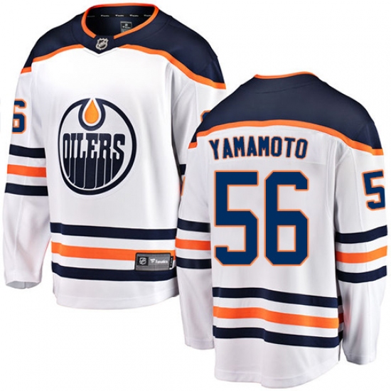 Men's Edmonton Oilers 56 Kailer Yamamoto Fanatics Branded White Away Breakaway NHL Jersey