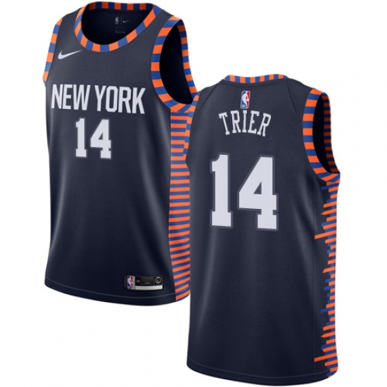 Youth Nike New York Knicks 14 Allonzo Trier Swingman Navy Blue NBA Jersey - 2018 19 City Edition