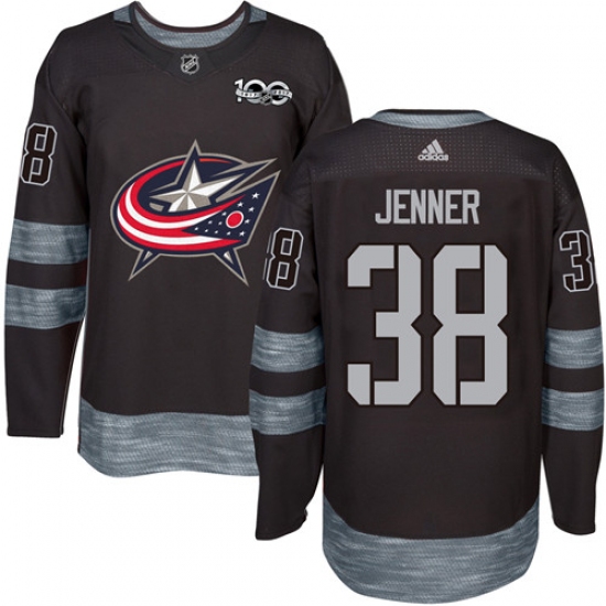 Men's Adidas Columbus Blue Jackets 38 Boone Jenner Authentic Black 1917-2017 100th Anniversary NHL Jersey