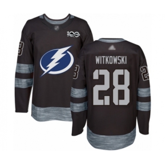 Men's Tampa Bay Lightning 28 Luke Witkowski Authentic Black 1917-2017 100th Anniversary Hockey Jersey