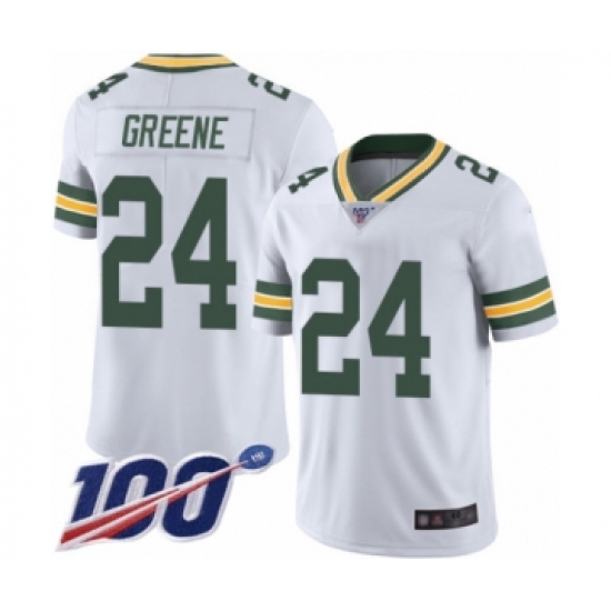 Men's Green Bay Packers 24 Raven Greene White Vapor Untouchable Limited Player 100th Season Football Jersey