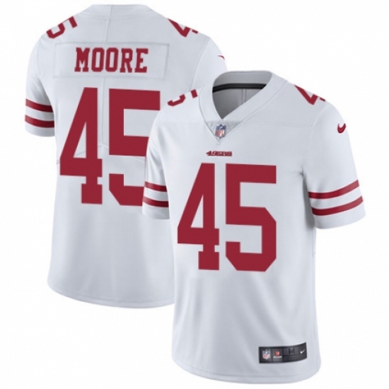 Men's Nike San Francisco 49ers 45 Tarvarius Moore White Vapor Untouchable Limited Player NFL Jersey