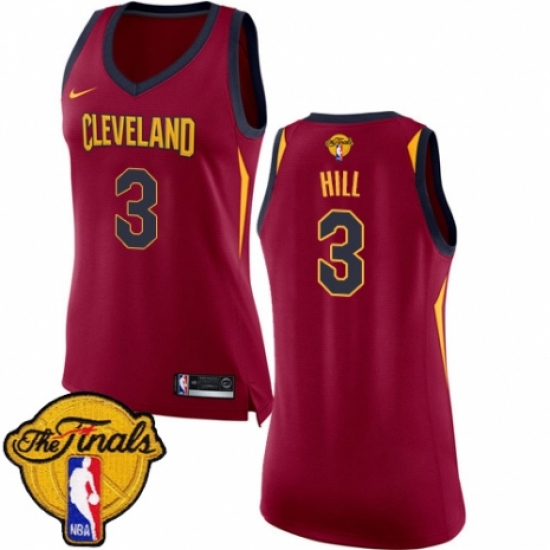 Women's Nike Cleveland Cavaliers 3 George Hill Authentic Maroon 2018 NBA Finals Bound NBA Jersey - Icon Edition