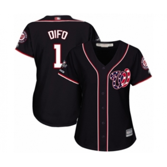 Women's Washington Nationals 1 Wilmer Difo Authentic Navy Blue Alternate 2 Cool Base 2019 World Series Champions Baseball Jersey