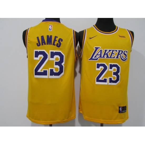 Men's Los Angeles Lakers 23 LeBron James Yellow Nike Swingman Jersey