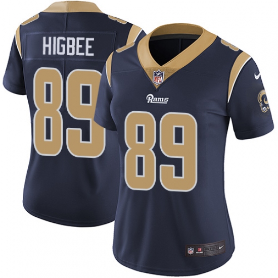 Women's Nike Los Angeles Rams 89 Tyler Higbee Elite Navy Blue Team Color NFL Jersey