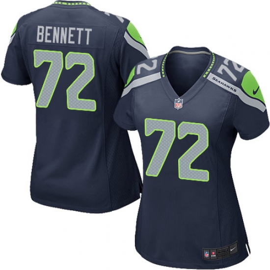 Women's Nike Seattle Seahawks 72 Michael Bennett Game Steel Blue Team Color NFL Jersey