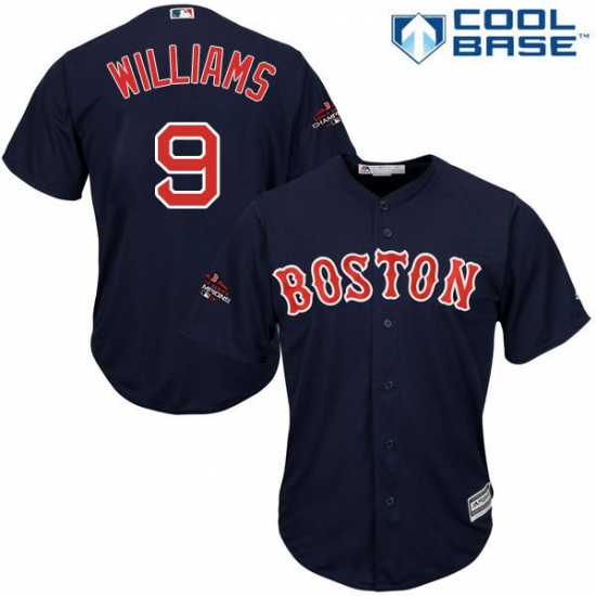 Youth Majestic Boston Red Sox 9 Ted Williams Authentic Navy Blue Alternate Road Cool Base 2018 World Series Champions MLB Jersey