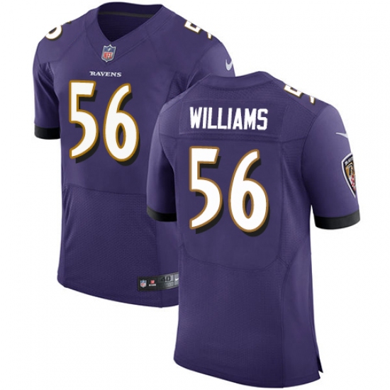 Men's Nike Baltimore Ravens 56 Tim Williams Elite Purple Team Color NFL Jersey