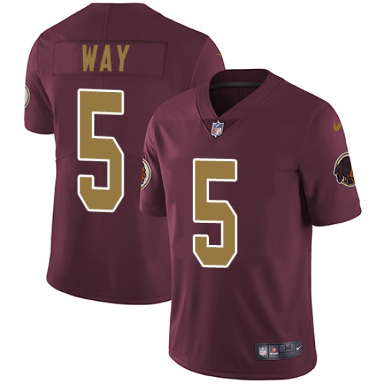 Youth Nike Washington Redskins 5 Tress Way Burgundy Red/Gold Number Alternate 80TH Anniversary Vapor Untouchable Limited Player NFL Jersey