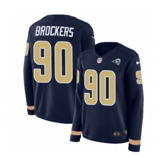 Women's Nike Los Angeles Rams 90 Michael Brockers Limited Navy Blue Therma Long Sleeve NFL Jersey