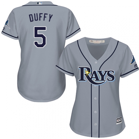 Women's Majestic Tampa Bay Rays 5 Matt Duffy Replica Grey Road Cool Base MLB Jersey