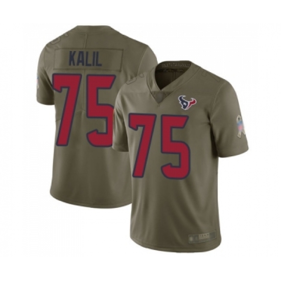 Men's Houston Texans 75 Matt Kalil Limited Olive 2017 Salute to Service Football Jersey