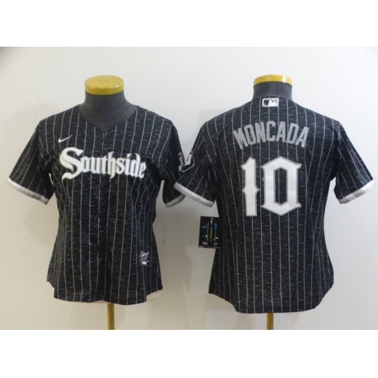 Women's Nike Chicago White Sox 10 Yoan Moncada Black Alternate Jersey