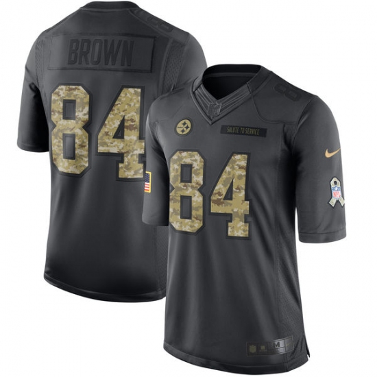 Men's Nike Pittsburgh Steelers 84 Antonio Brown Limited Black 2016 Salute to Service NFL Jersey