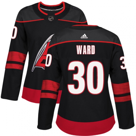 Women's Adidas Carolina Hurricanes 30 Cam Ward Authentic Black Alternate NHL Jersey