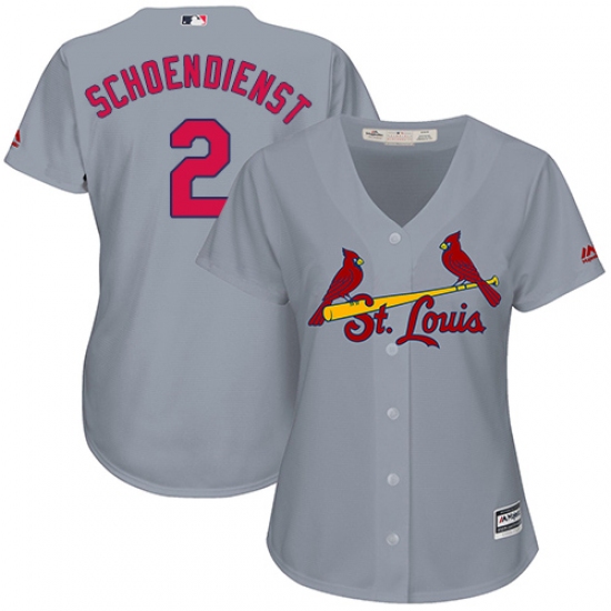 Women's Majestic St. Louis Cardinals 2 Red Schoendienst Authentic Grey Road Cool Base MLB Jersey