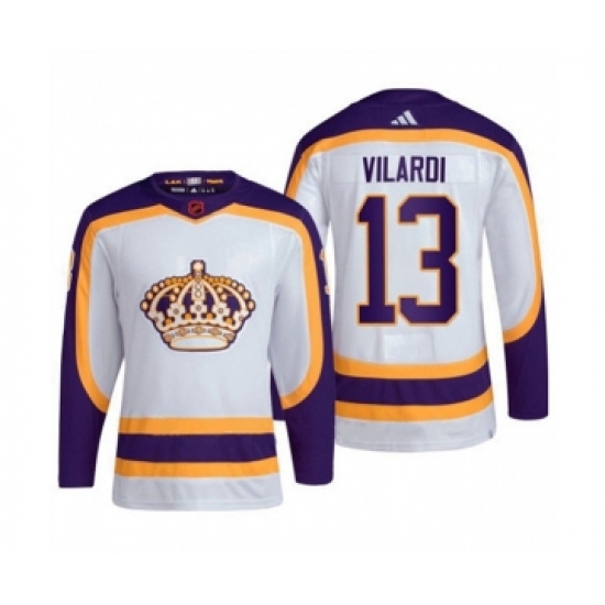 Men's Los Angeles Kings 13 Gabriel Vilardi White 2022 Reverse Retro Stitched Jersey