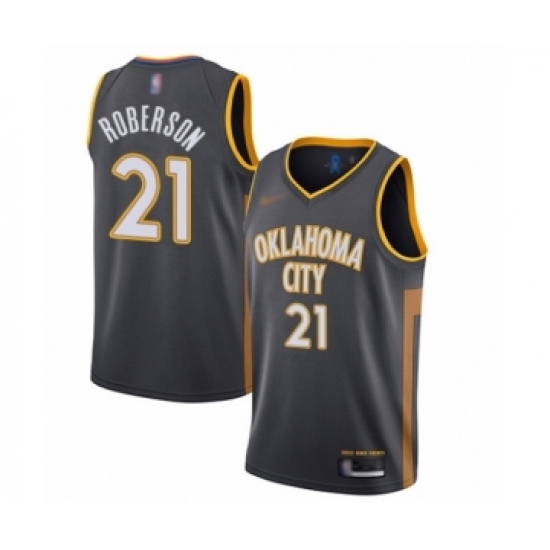 Men's Oklahoma City Thunder 21 Andre Roberson Swingman Charcoal Basketball Jersey - 2019 20 City Edition