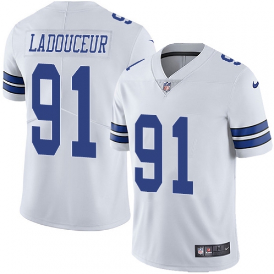 Men's Nike Dallas Cowboys 91 L. P. Ladouceur White Vapor Untouchable Limited Player NFL Jersey