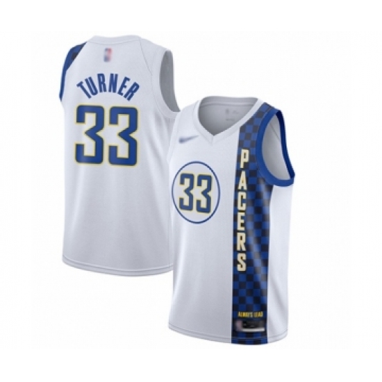 Youth Indiana Pacers 33 Myles Turner Swingman White Basketball Jersey - 2019 20 City Edition