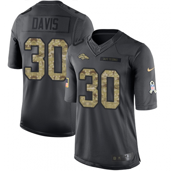 Men's Nike Denver Broncos 30 Terrell Davis Limited Black 2016 Salute to Service NFL Jersey