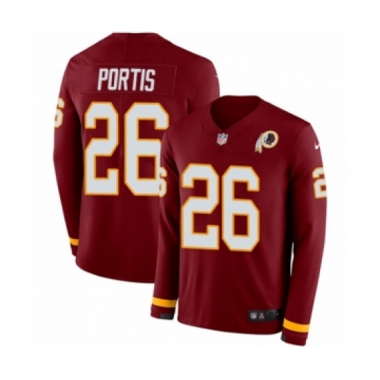 Men's Nike Washington Redskins 26 Clinton Portis Limited Burgundy Therma Long Sleeve NFL Jersey