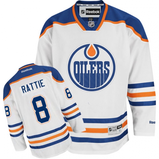 Youth Reebok Edmonton Oilers 8 Ty Rattie Authentic White Away NHL Jersey