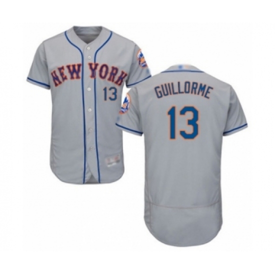 Men's New York Mets 13 Luis Guillorme Grey Road Flex Base Authentic Collection Baseball Player Jersey