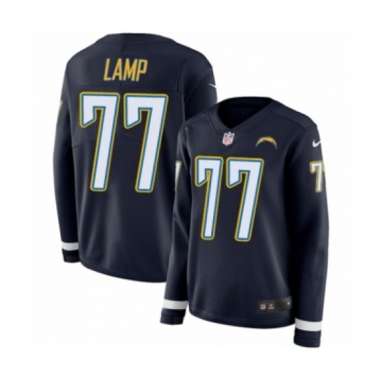 Women's Nike Los Angeles Chargers 77 Forrest Lamp Limited Navy Blue Therma Long Sleeve NFL Jersey