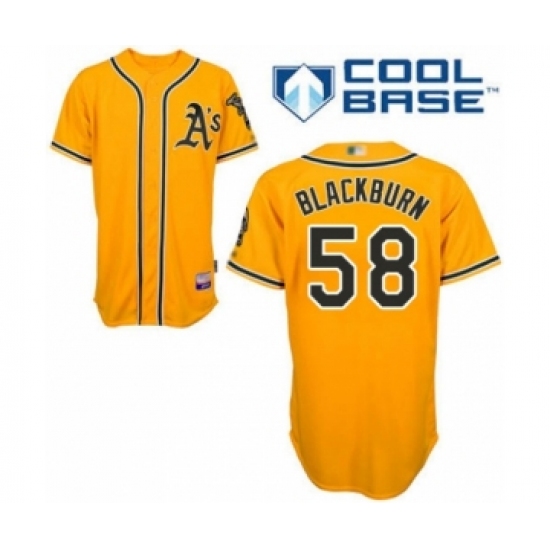 Youth Oakland Athletics 58 Paul Blackburn Authentic Gold Alternate 2 Cool Base Baseball Player Jersey