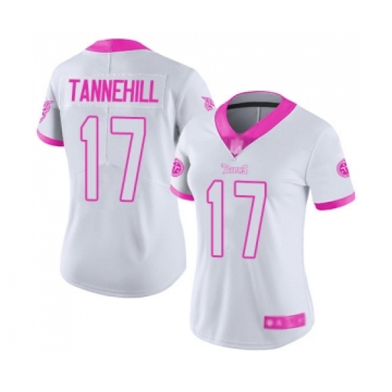 Women's Tennessee Titans 17 Ryan Tannehill Limited White Pink Rush Fashion Football Jersey