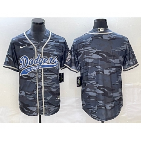 Men's Los Angeles Dodgers Blank Gray Camo Cool Base Stitched Baseball Jersey