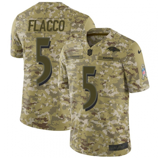 Men's Nike Baltimore Ravens 5 Joe Flacco Limited Camo 2018 Salute to Service NFL Jersey