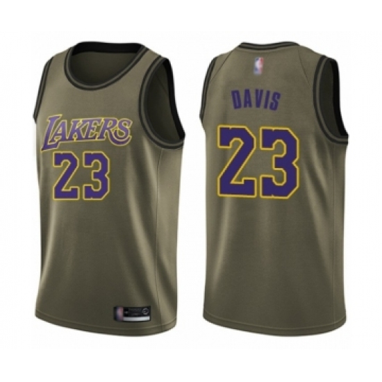 Men's Los Angeles Lakers 23 Anthony Davis Swingman Green Salute to Service Basketball Jersey