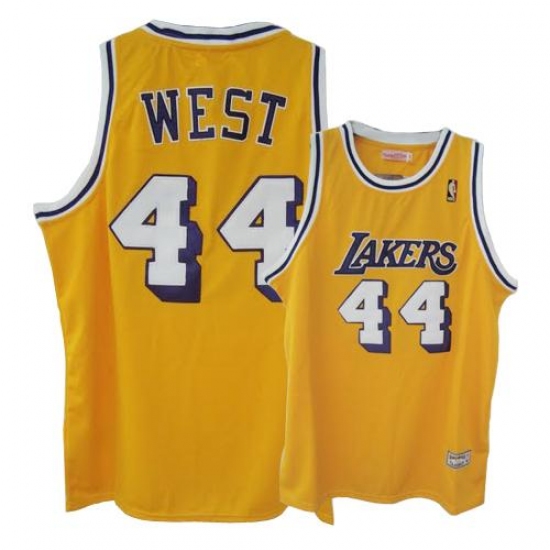 Men's Mitchell and Ness Los Angeles Lakers 44 Jerry West Swingman Gold Throwback NBA Jersey