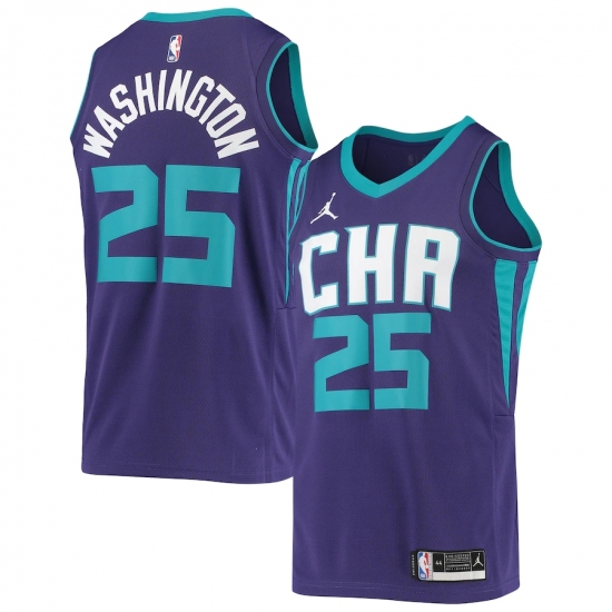 Men's Charlotte Hornets 25 PJ Washington Jr. Jordan Brand Purple 2020-21 Swingman Jersey